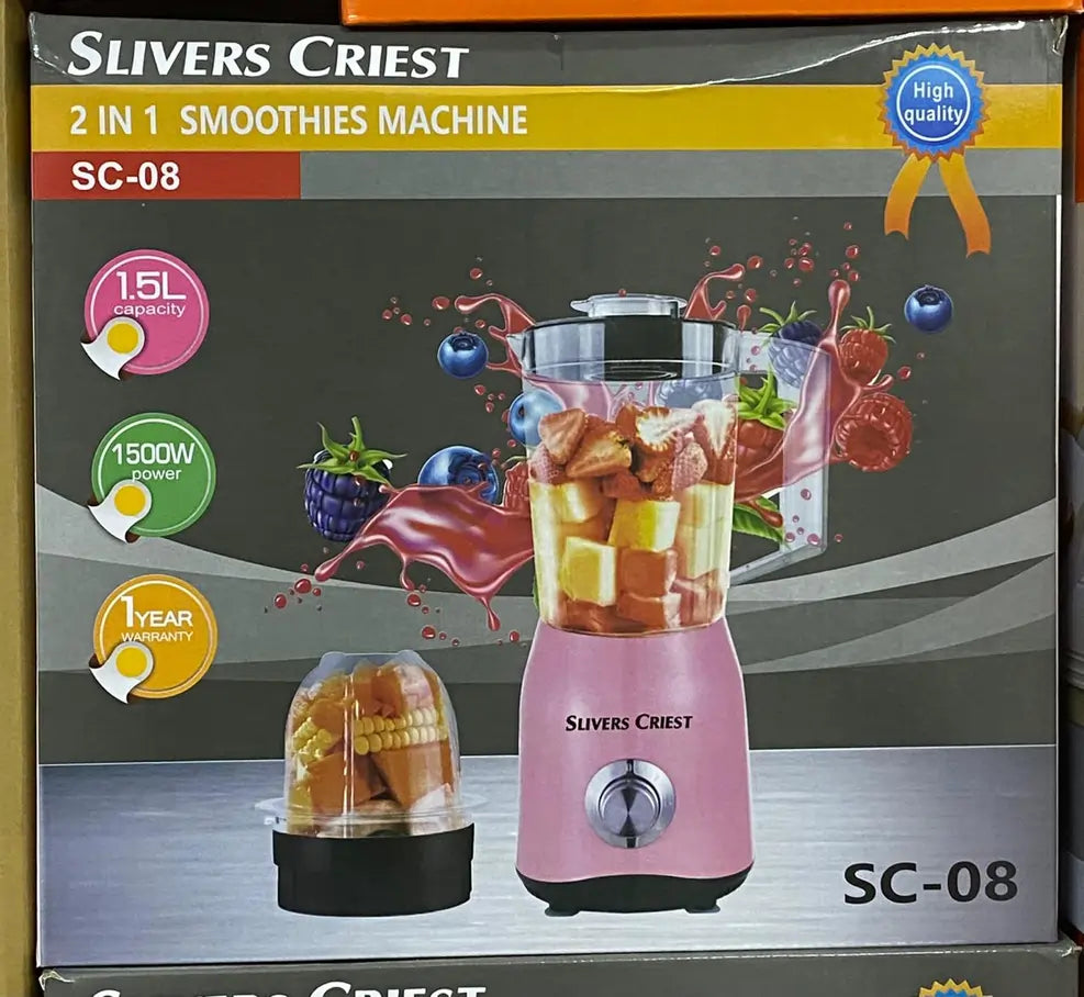 Slivers Criest 2-in-1 Smoothies Machine 1500W Blender & Grinder