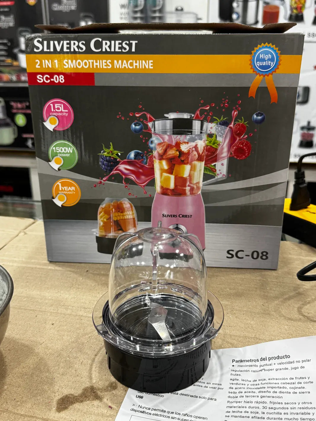 Slivers Criest 2-in-1 Smoothies Machine 1500W Blender & Grinder